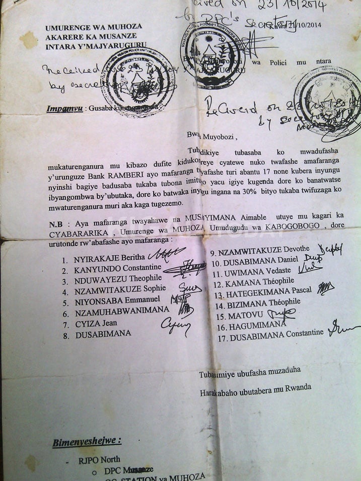 Urwandiko bandikiye ubuyobozi ngo bubarenganure.