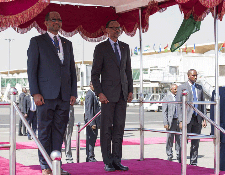 Perezida Kagame yakirwa mu Cyubahiro i Addis Ababa muri Ethiopia