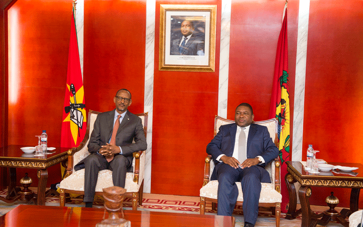 Perezida Paul Kagame na Perezida wa Mozambique Filipe Nyusi