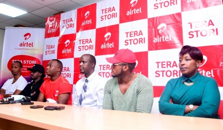 Abayobozi muri Airtel bari kumwe na The Ben, King James na Rider Man mu kiganiro n