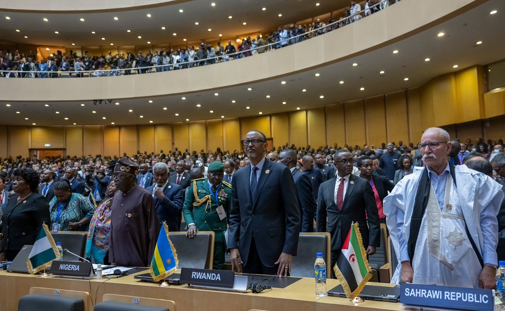Perezida Kagame ubwo yari mu nama ya AU