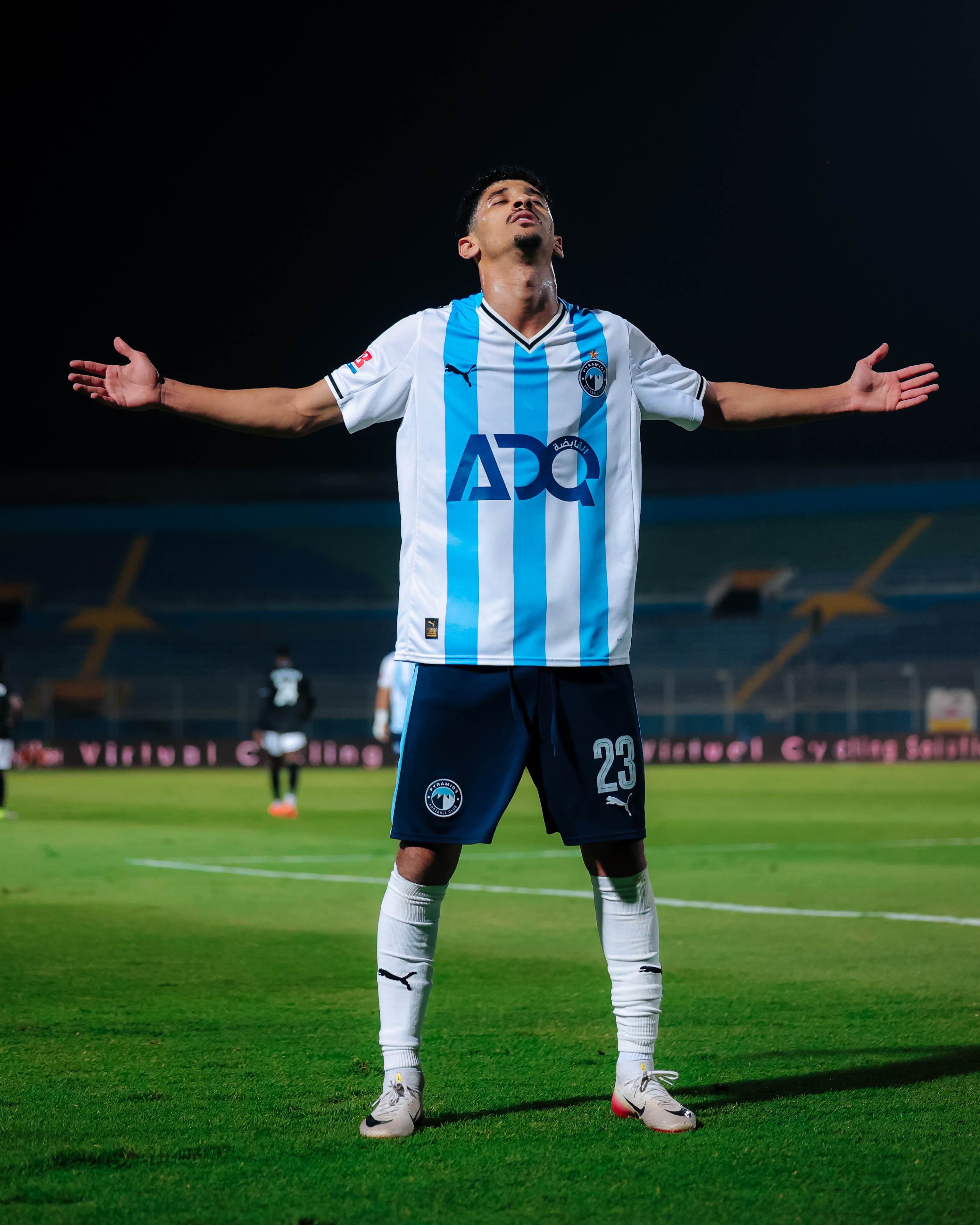 Ahmed Atef Qattah yishimira igitego yari amaze gutsinda 