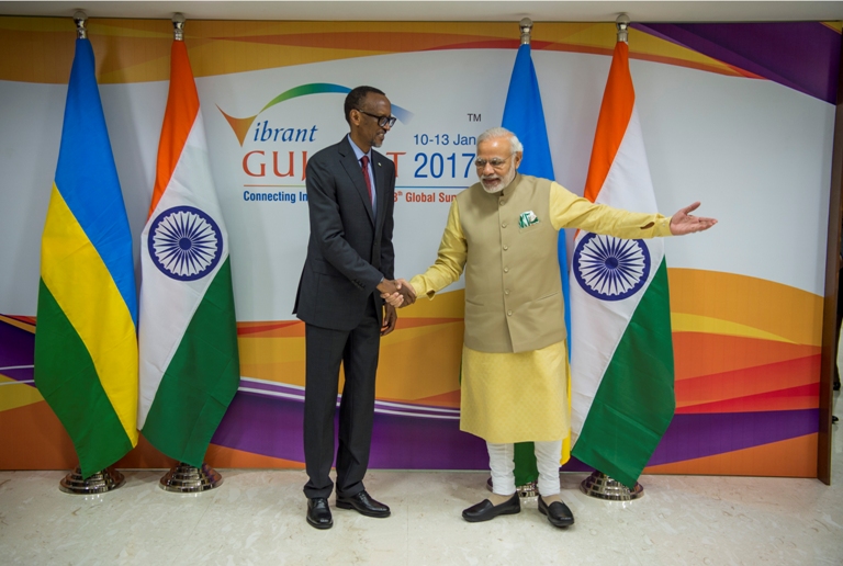 Perezida Kagame na Minisitiri w'Intebe w'Ubuhinde Narendra Modi