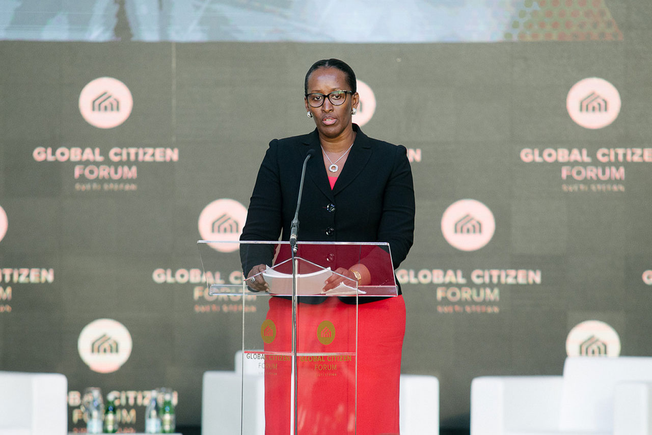 Madame Jeannette Kagame yaherukaga gutanga ikiganiro mu ihuriro rya Global Citizen avuga intambwe u Rwanda rumaze gutera