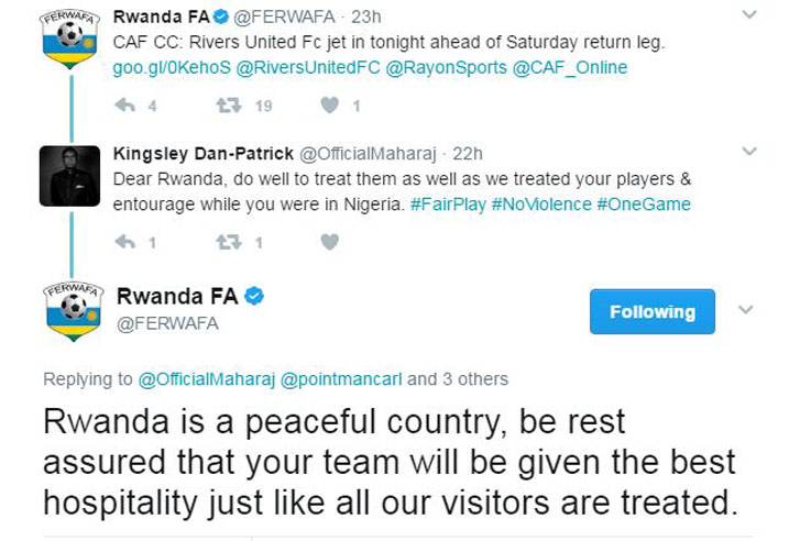 FERWAFA yabahumurije, ibibutsa ko u Rwanda rusanzwe ari igihugu cy'amahoro kinakira abantu neza
