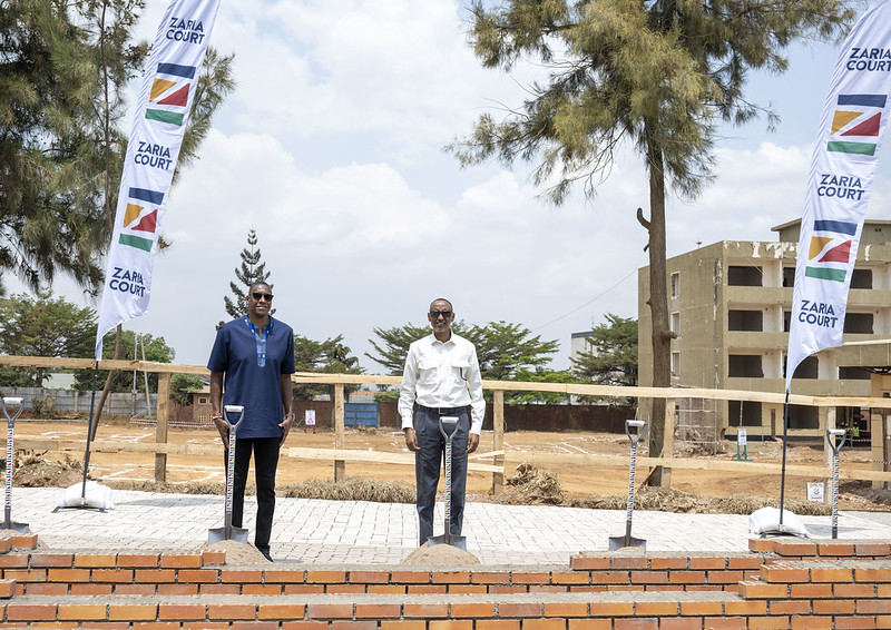 Perezida Kagame na Masai Ujiri bashyira ibuye ry'ifatizo ahari kubakwa Zaria Court