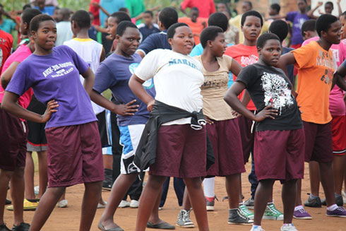 Bamwe mu banyeshuri bitabiriye siporo.