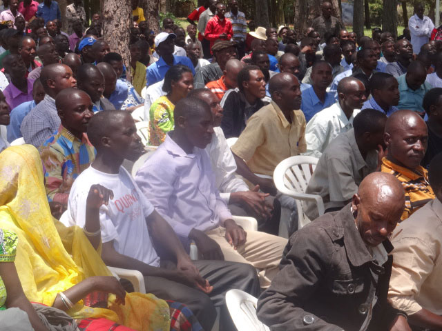 Bamwe mu bayobozi b'imidugudu igize akarere ka Kirehe mu nama mpuzabikorwa yayobowe na Minisitiri Musoni.