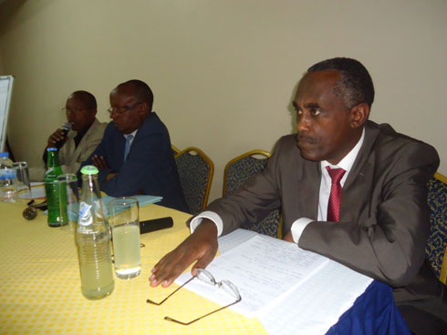 Bamwe mu bayobozi b'ishyaka PSR mu kiganiro n'abanyamakuru.