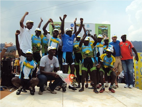 Bamwe mu bakinnyi b'ikipe y'u Rwanda y'umukino w'amagare.