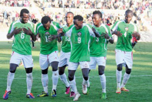 Ikipe ya Kenya yishimira igitego cya kabiri cyatsinzwe na Allan Wanga kigashimangira intsinzi.