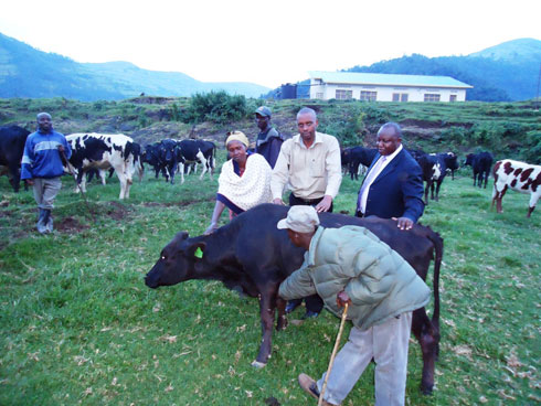 Abahawe inka bazakiranye ibyishimo bavuga ko bashima Coop-Rwanda na Leta yashyizeho gahunda ya Girinka. 