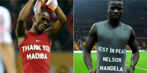 Drogba na Eboue berekana ubutumwa buha icyubahiro Mandela.