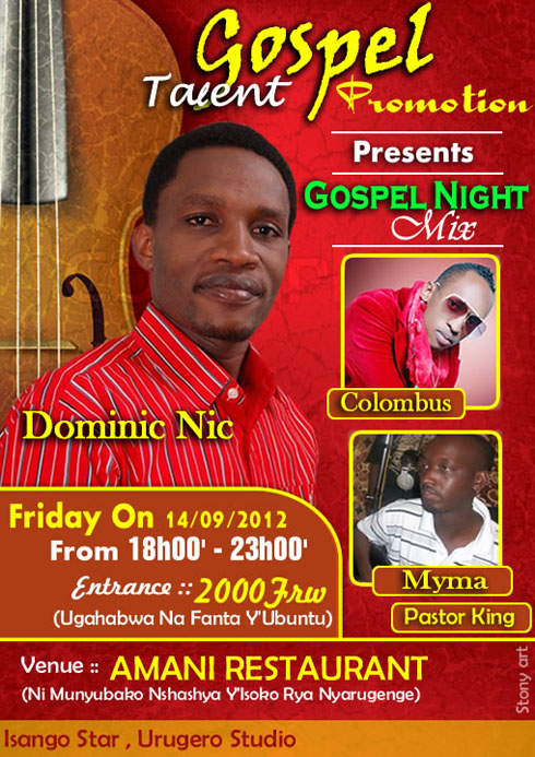 Itangazo ryamamaza Gospel Night Mix.