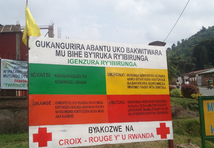 Ibyapa byashyizweho na Croix-Rouge mu kumenyesha iruka ry'ibirunga.