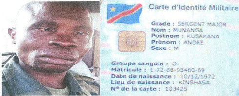 Ikarita ya gisirikare ya Sgt Maj Kusakana wafatiwe mu Rwanda.