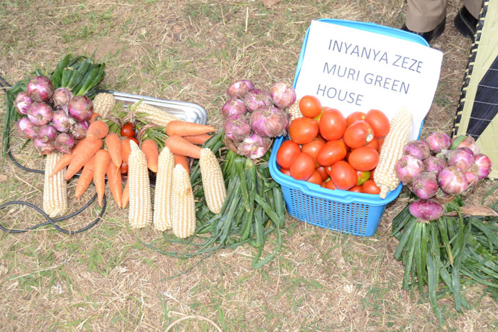 Imboga ziri mu byo abaturage ba Busasamana bamuritse bishimira umusaruro.