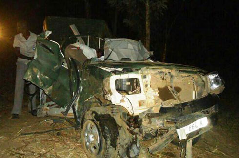 Imodoka Brig. Gen. Gapfizi yari arimo ubwo yakoraga impanuka.