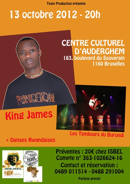 King James azakora igitaramo mu Bubiligi tariki 13/10/2012.