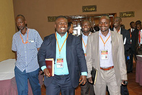 Bamwe mu bahagarariye M23 mu biganiro bibahuje na Leta ya Congo i Kampala.