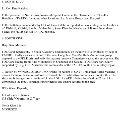 Ibaruwa MONUSCO yandikiye UN iyimenyesha ko FARDC ifasha FDLR.