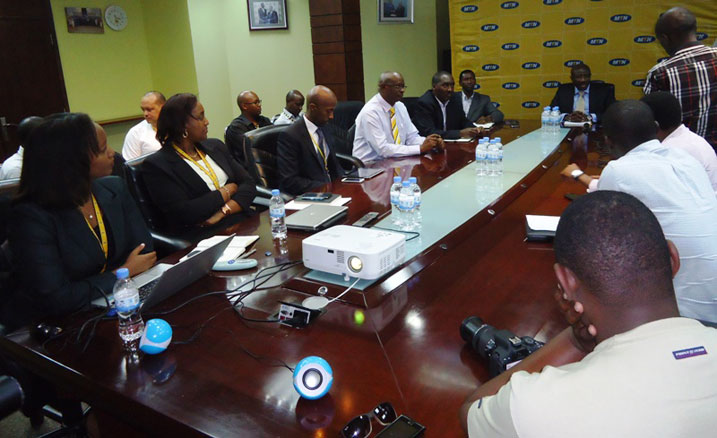 Abayobozi ba MTN mu kiganiro bagiranye n'abanyamakuru.