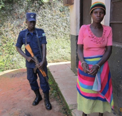 Mukandayisenga Devota kuri sitasiyo ya polisi ya Gicumbi. Photo/Police