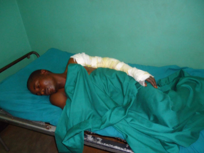 Niyokwizera Fabien aho arwariye mu bitaro bya ADEPR Nyamata.