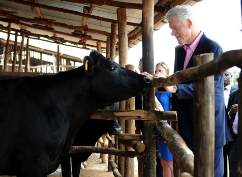 Clinton yasuye amatungo y'abaturage mu mudugudu wa Nyagatovu.