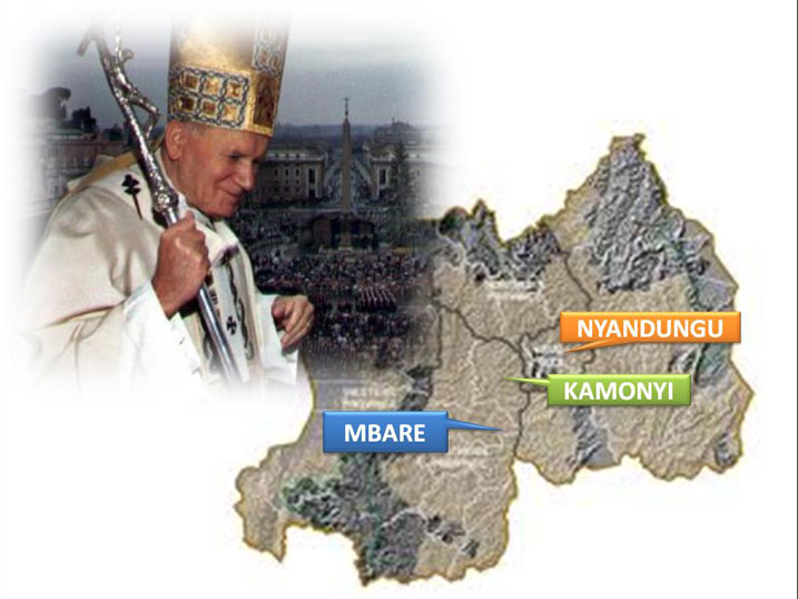Ahantu Papa Yohani Pawulo II yageze mu Rwanda yahasize ibimenyetso.