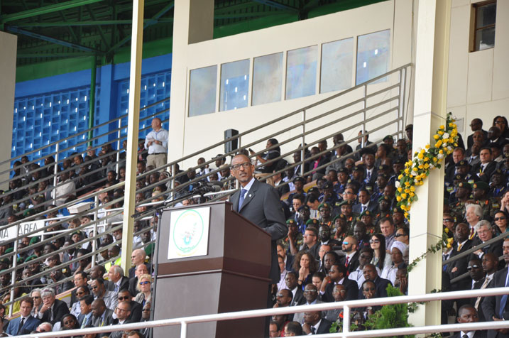 Perezida Kagame ageza ijambo ku bitabiriye umuhango wo kwibuka Jenoside yakorewe Abatutsi.