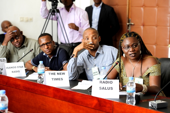 Bamwe mu banyamakuru bari bitabiriye ikiganiro cyabaye mu gitondo cyo kuri uyu wa Gatandatu.