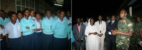 Br Gen Mupenzi Jean Jacques aganira n'abanyeshuli ndetse n'abayobozi ba Sainte Marie.