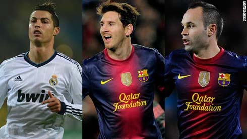Ronaldo, Messi na Iniesta.