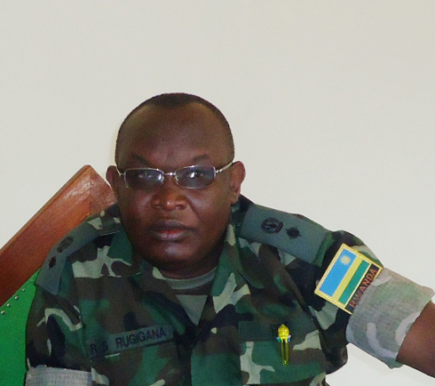 Lt.Col.Rugigana ubwo yitabaga urukiko rwa Gisirikare kuri uyu wa 25/7/2012.