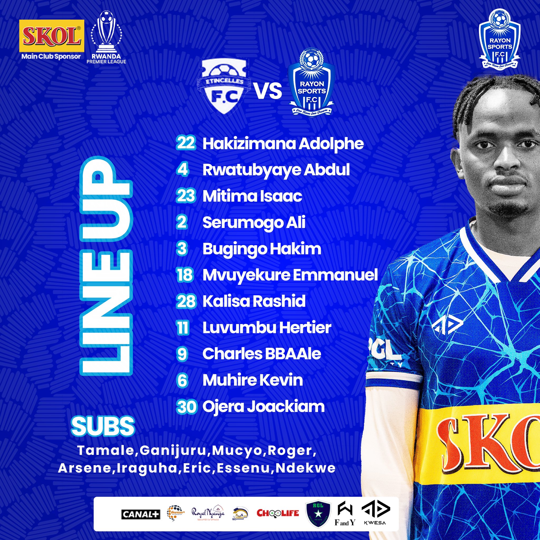 Abakinnyi Rayon Sports yifashishije inganya na Etincelles FC