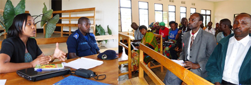 Kamondo Stephanie (RAB) na Uwizeye Silas (Police Marine) bari mu biganiro n