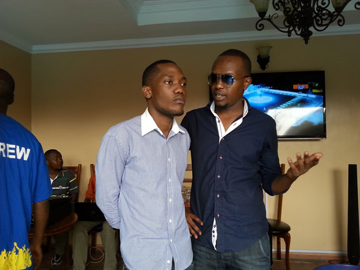 Abatabonetse bahagarariwe n'abajyanama babo: Bernard Bagenzi wa Incredible na Ishimwe Clement wa Kina Music.