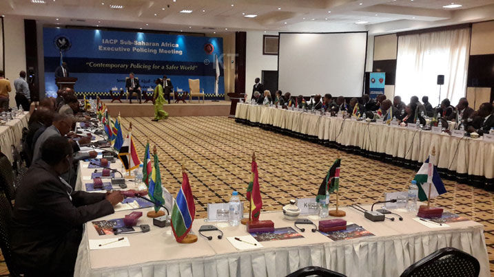 Abayobozi ba Polisi mu bihugu byo hepfo y'ubutayu bwa Sahara, mu nama i Kigali.