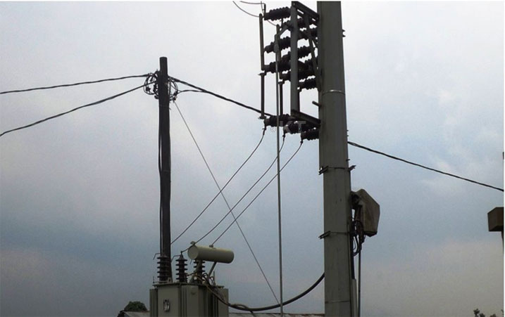 Ahari amashyamba yabo niho hashyizwe amapoto atwara insinga z