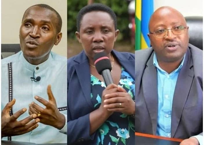 Uhereye ibumoso : Ramuli Janvier wayoboraga Musanze, Uwanyirigira Marie Chantal wayoboraga Burera na Nzeyimana Jean Marie Vianney wayoboraga Gakenke