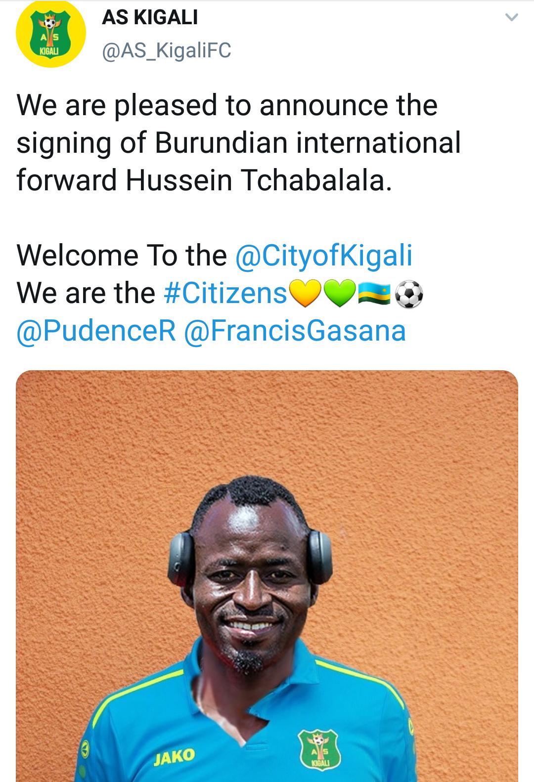 Ku rubuga rwa Twitter rw'iyi kipe bamaze kumuha ikaze