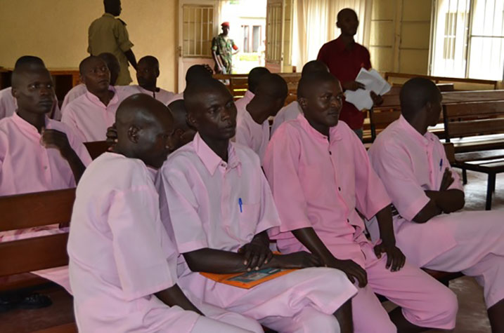 Bamwe mu baregwa gukorana na FDLR mu rukiko rukuru, urugereko rwa Musanze.