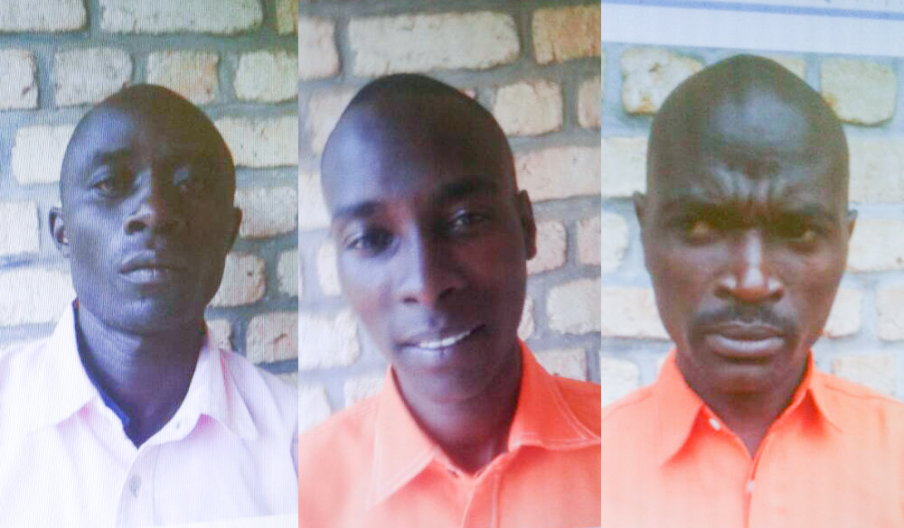 Batambirije Théogène (iburyo) wari watorokanye na Ntamuhanga Cassien (hagati) na Sibomana Kirege, yatawe muri yombi