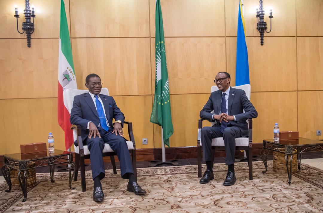 Perezida Kagame yakira mugenzi we Perezida Obiang mu rugwiro