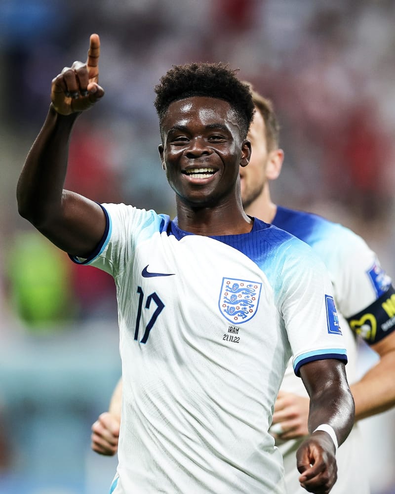 Bukayo Saka yatsinze ibitego bibiri anatorwa nk