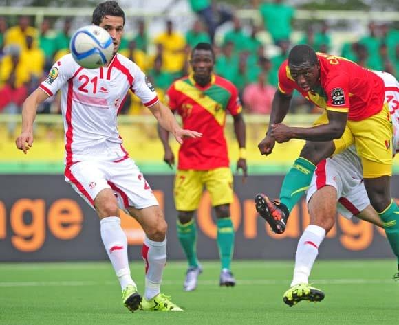 Alsény Camara Agogo mu mukino wahuje Guinea Conakry na Tunisia mu 2016 i Nyamirambo
