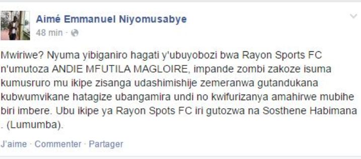 Rayon Sports yatangaje ko yatandukanye na Mfutila habayeho ubwumvikane