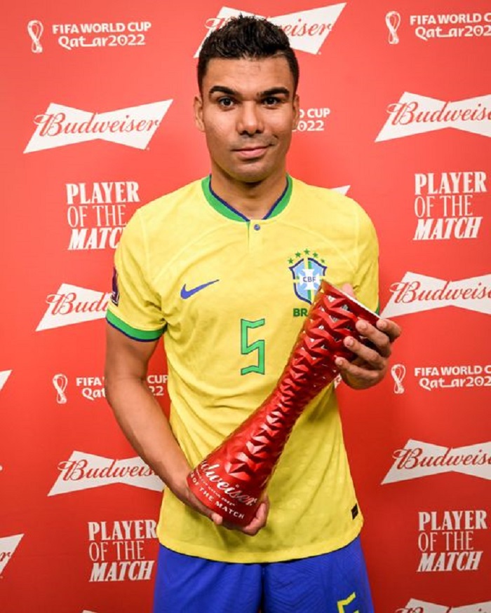 Casemiro watsinze igitego cya Brazil yahawe igihembo cy'umukinnyi witwaye neza