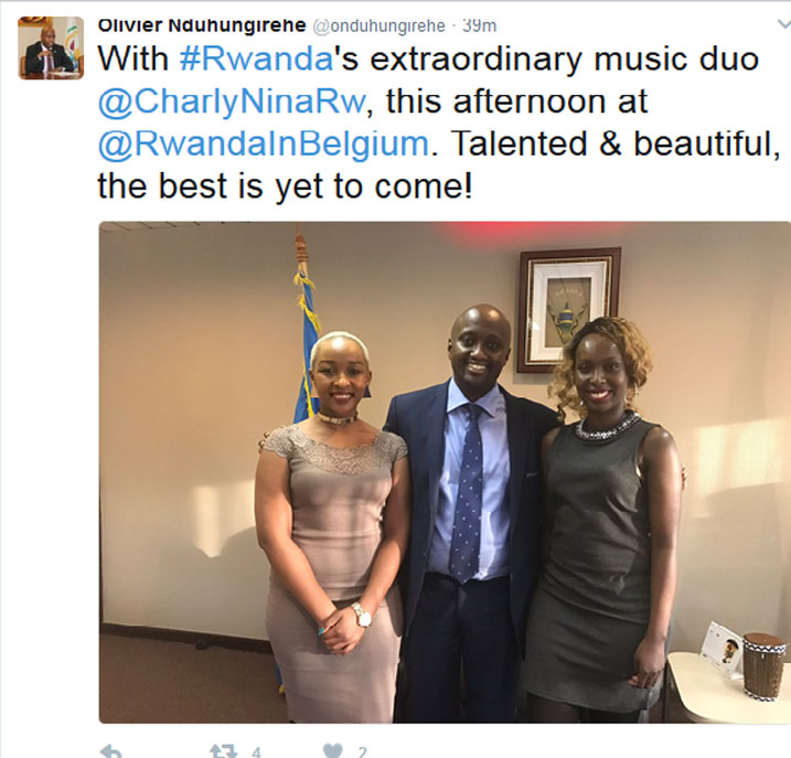 Ambasaderi Nduhungirehe yacyira Charly na Nina muri Ambasade y